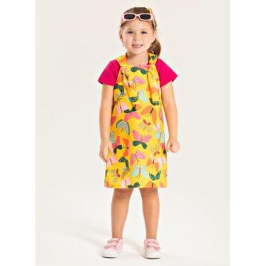 Imagem de Conjunto Verão Menina Pink Blusa e Salopete Borboletas - Molekada, 2