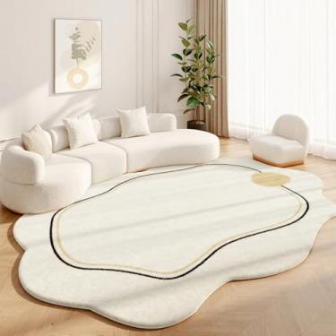 Imagem de Tapetes estilo creme para quarto, tapete macio e fofo para estudo, com formas irregulares, para decoração de sala de estar, carpete grosso e felpudo (200x250 cm/A)