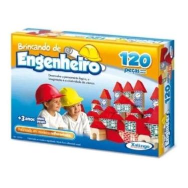 Imagem de Jogo Brincando De Engenheiro Xalingo 120 Peças Em Madeira