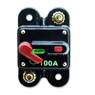 Imagem de Disjuntor Automotivo 100A Proteção Som Bateria Resetável Liga Desliga 