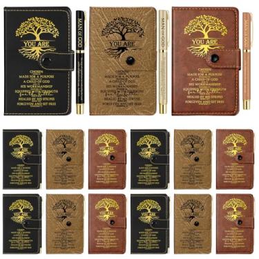Imagem de Thenshop Presentes cristãos, diário de oração de couro, igreja, pastor, homem de Deus, presente de apreciação do clero, caderno religioso com canetas de versículo da Bíblia para homens e mulheres