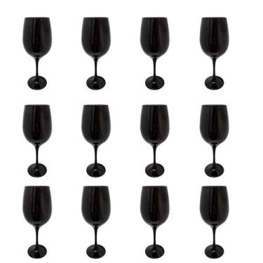 Imagem de Conjunto 12 Taças Vidro Preta Vinho Água 490Ml Nadir - Bialluz