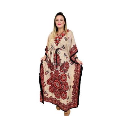 Imagem de Vestido Kaftan Indiano Longo Estampado Plus Size - Cod. 26F - Aleci Fa