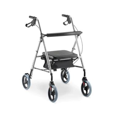 Imagem de Andador de Alumínio Dobrável Dellamed D12 com 4 Rodas, Assento Acolchoado, Cesto, Freio Duplo, Altura Ajustável até 110kg