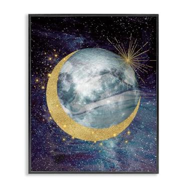 Imagem de Stupell Industries Cosmic Shimmer Moon Black Framed Giclee Art, design por Daniela Santiago, 20 x 16