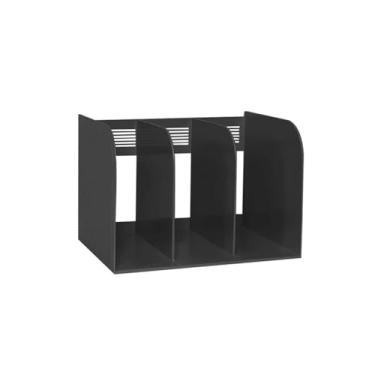 Imagem de Organizador de arquivos de mesa Porta-pasta para revistas, organizador de documentos com 3 compartimentos, armário arquivos e prateleira(Preto)