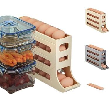 Imagem de Organizador Porta Ovos para Geladeira 4 Andares - Capacidade para 20 a 30 Ovos em Plástico Resistente, Economia de Espaço e Prático(1 PEÇA 4 ANDARES - ALEATORIO)