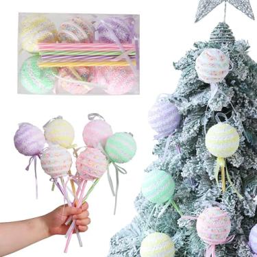 Imagem de Enanal 6 peças de enfeites de Natal para pendurar Candyland, pirulito, bengala doce, decoração de árvore de Natal