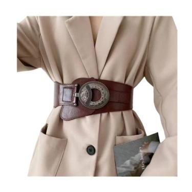 Imagem de Cinto Com Fivela Grande Largo Preto Marrom Vermelho Festa Para Vestido