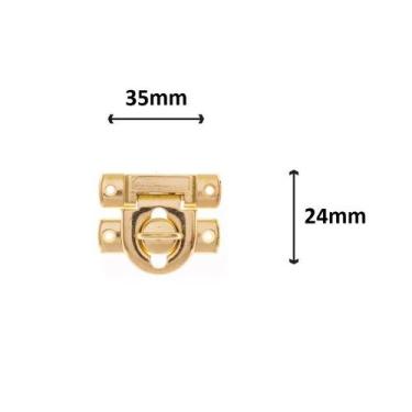 Imagem de Fecho Cadeado para Caixa Pequeno Kit 5 Unidades Latonado Ouro - ATACAD