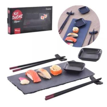 Imagem de Kit Sushi Com Tigela Hashi Suportes E Tábua 07 Peças
