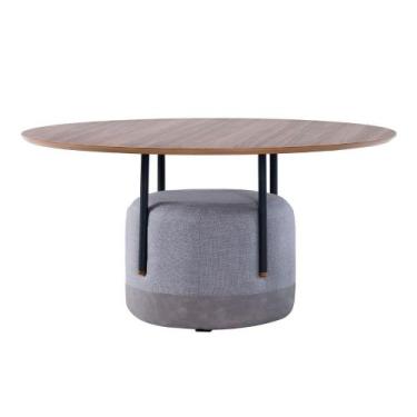 Imagem de Mesa Jantar Sartor Redonda 1,6m Base Metal Estofada 100% MDF - Casa La