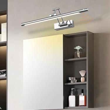 Imagem de Lâmpada LED Espelho Banheiro Arandela com Sensor de Movimento Arandela Moderna Dobrável Rotação Impermeável Iluminação de Parede Sala de Estar Penteadeira Quarto (Luz Neutra Prateada, 70 cm)