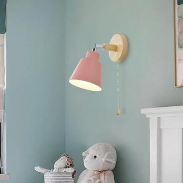 Imagem de GZZBMY E27 Luzes de parede com interruptor de cabo de puxar Arandela de parede interna moderna 350° Corpo de lâmpada giratória de metal luminária de cabeceira lâmpadas de parede para quarto sala de