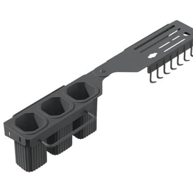 Imagem de Organizador de Cozinha de Canto com Ganchos e Porta Facas Suporte de parede Multiuso Praticidade Espaço Sem furos Acabamento Premium (Grafite)