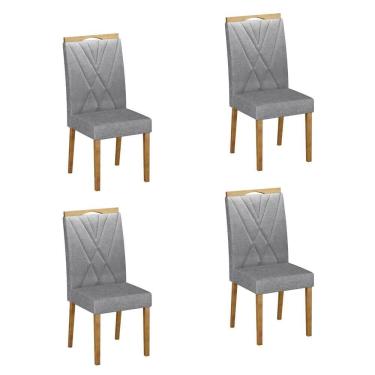 Imagem de Conjunto 4 Cadeiras para Sala de Jantar Pés em Madeira Maciça Lara Prata