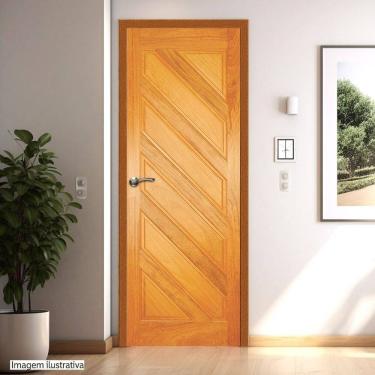 Imagem de Porta de Madeira Maciça Tauari 210x62x3,3 Almofadas Diagonais Jomadi Natural