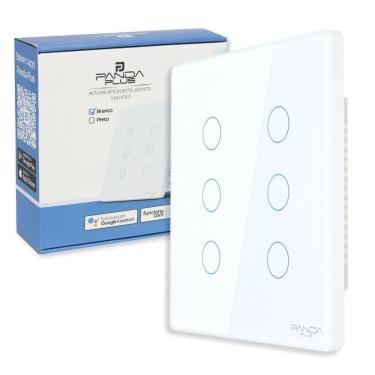 Imagem de Interruptor Inteligente Touch 1,2,3 e 6 Botões 4x2 e 4x4 Alexa Google Wifi App Tuya Pandaplus Controle de Voz Bivolt