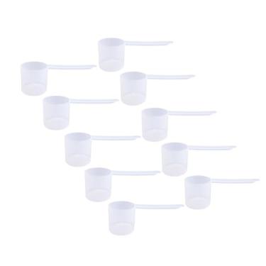 Imagem de Colheres de medição de plástico, (70 cc | 4,73 colheres de sopa | 70 ml | 70 ml) Colheres de cabo longo para pós, grânulos, café, ração para animais de estimação, suprimentos de cozimento, proteínas e outros produtos secos, livre de BPA (conjunto de 10)