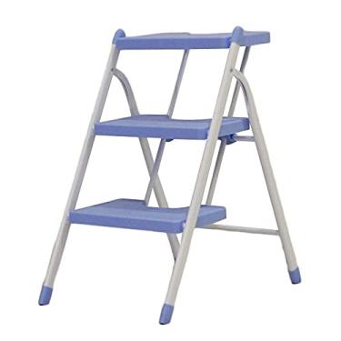 Imagem de Banqueta de escada plástico antiderrapante pedal de terceira ordem ferro rolamento de tubo dobrável multifunções, capacidade 100 kg, B (B)