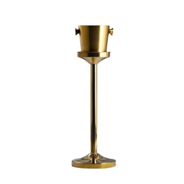 Imagem de Balde de gelo grande para champanhe, balde de gelo com alças, balde de gelo de champanhe com suporte, balde de gelo de aço inoxidável, perfeito para garrafas de vinho, champanhe ou cerveja (cinza