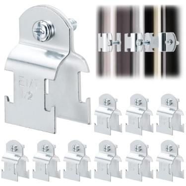 Imagem de QWORK Braçadeiras universais para tubos EMT, 10 peças de grampo de conduíte de canal eletrogalvanizado de 1/2 polegada