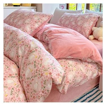 Imagem de Conjunto de 4 peças de capa de edredom de veludo leite, algodão roxo uva, veludo, flanela, espessa, capa de edredom casal (cama de 7 2 m)