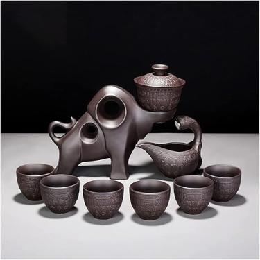 Imagem de Conjunto de chá estilo europeu conjunto de chá chinês semiautomático conjunto de chá retrô bule de chá semiautomático 6 xícaras de xícara de chá tradicional (tamanho: A) ()