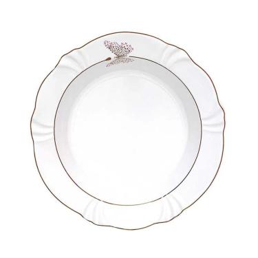 Imagem de Prato Fundo Porcelana Borda Dourada 24Cm Borboleta Soleil