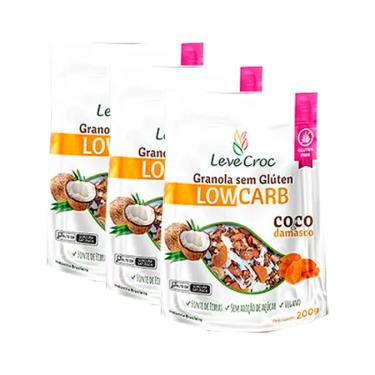 Imagem de Kit 3X: Granola Coco/Damasco Low Carb Leve Crock 200g