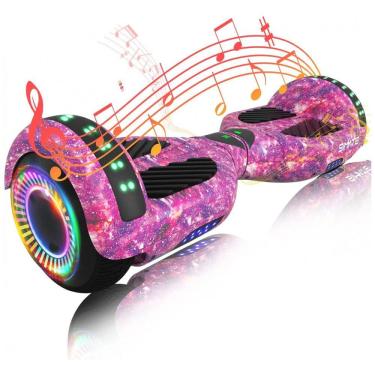Imagem de Hoverboard SIMATE Galaxy Purple com Bluetooth, Rodas Todo Terreno com Luzes de LED e Controle por App – Crianças e Adultos