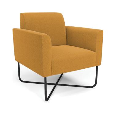 Imagem de Poltrona Sala Base X Industrial Preto Marisa Bouclê Mostarda D03 - D'Rossi