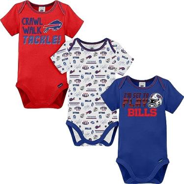 Imagem de NFL Buffalo Bills Pacote com 3 bodies de manga curta, azul/vermelho/branco, Buffalo Bills, 6 a 12 meses