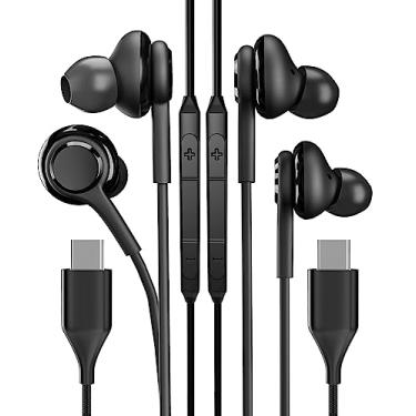 Imagem de Fone de ouvido LX-CA-082-USB C com microfone com cancelamento de ruído (pacote com 2 unidades) Fone de ouvido com fio tipo C para Pixel 7 Pro Galaxy S20 S21 S22 S23 Ultra Note 10 20 Z Flip Fold A8s