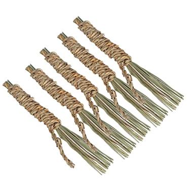 Imagem de GLOGLOW Brinquedo para Mastigar Ervas Marinhas, Bastões de Mastigar Naturais Tecidos à Mão para Coelhos e Pequenos Animais de Estimação, Promove a Digestão e Protege As Patas (Vara de mascar corda