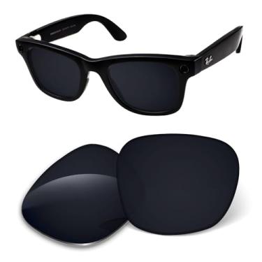 Imagem de Kygear Lentes de substituição de 1,6 mm compatíveis com óculos de sol inteligentes RayBan Meta Wayfarer RW4006 50 mm, Preto escuro, One Size