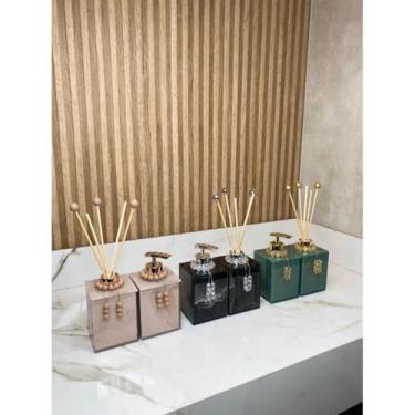 Imagem de Saboneteira e Aromatizador Efeito Mármore 250ml - Porta Sabonete Liquido Decorativo (Off White,Sem Colar)