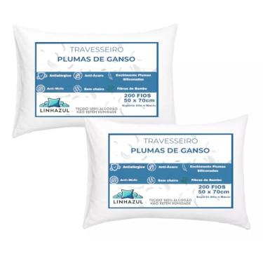 Imagem de Kit 2 Travesseiros Toque Pluma de Ganso com Fibra Bambu - Linhazul