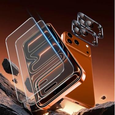 Imagem de Pacote com 2 protetores de tela de vidro fosco para iPhone 17 Pro Max [6,9 polegadas] + 2 protetores de lente de câmera, filme de vidro temperado antirreflexo e anti-impressões digitais, sem bolhas