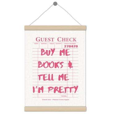 Imagem de Moldura rosa para pôster de livro de cheques 30 x 40 cm, decoração de parede para amantes de livros, compre livros Tell Me I Am Preppy para sala de aula, sala de leitura, canto biblioteca