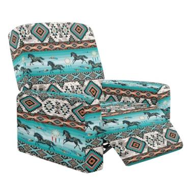 Imagem de Tutolipy Capas para cadeira reclinável Lazyboy, 4 peças, capa reclinável de cavalo asteca, à prova de poeira, lavável, com bolsos, protetor de móveis universal grande