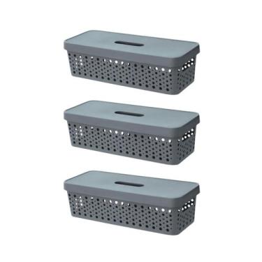 Imagem de Kit Conjunto 3 Caixa Com Tampa 3,6 Litros Multiuso Empilhável Organiza