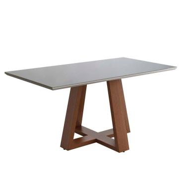 Imagem de Mesa de Jantar Retangular com Tampo de Vidro 160x90cm Liandra Off White CCS