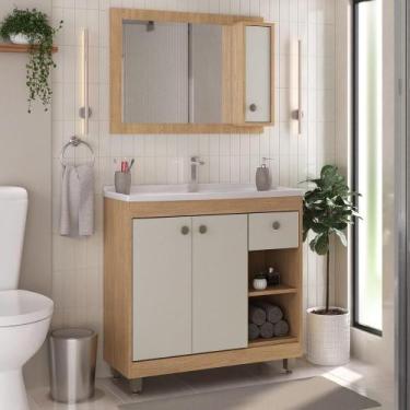 Imagem de Gabinete De Banheiro Com Cuba E Espelheira 80cm Multimóveis - MULTIMOV