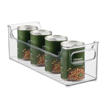 Imagem de iDesign Caixa de despensa de plástico empilhável com alças para armários ou geladeira, transparente, feita nos EUA