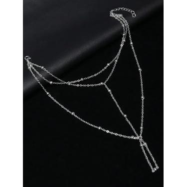 Imagem de Tornozeleira com contas em camadas, banhado a prata, corrente de pé com borla, boêmio, chique, férias de verão, praia, miçangas, tornozeleira, vintage, pulseira descalço no tornozelo na perna