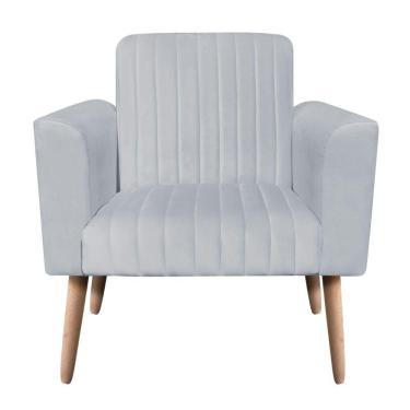 Imagem de Poltrona Gomada Cinza Pés Palito Natural