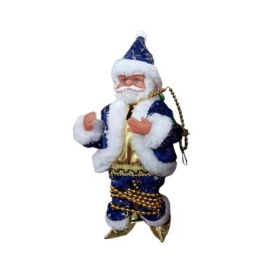 Imagem de IEUDNS Papai Noel elétrico escalando Papai Noel na corda enfeite musical de árvore de Natal animado para lareira, Azul