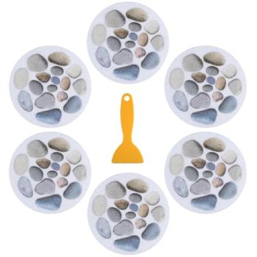 Imagem de SOFPLATE 8 peças adesivos grandes antiderrapantes para banheira de chuveiro com raspador premium plástico durável de paralelepípedos adesivos apliques decalques degraus para segurança banheiras de