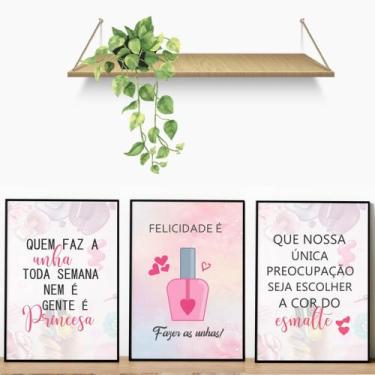 Imagem de Kit 03 Quadros Decorativos Manicure e Beleza  Salão, Estúdio ou Espaço